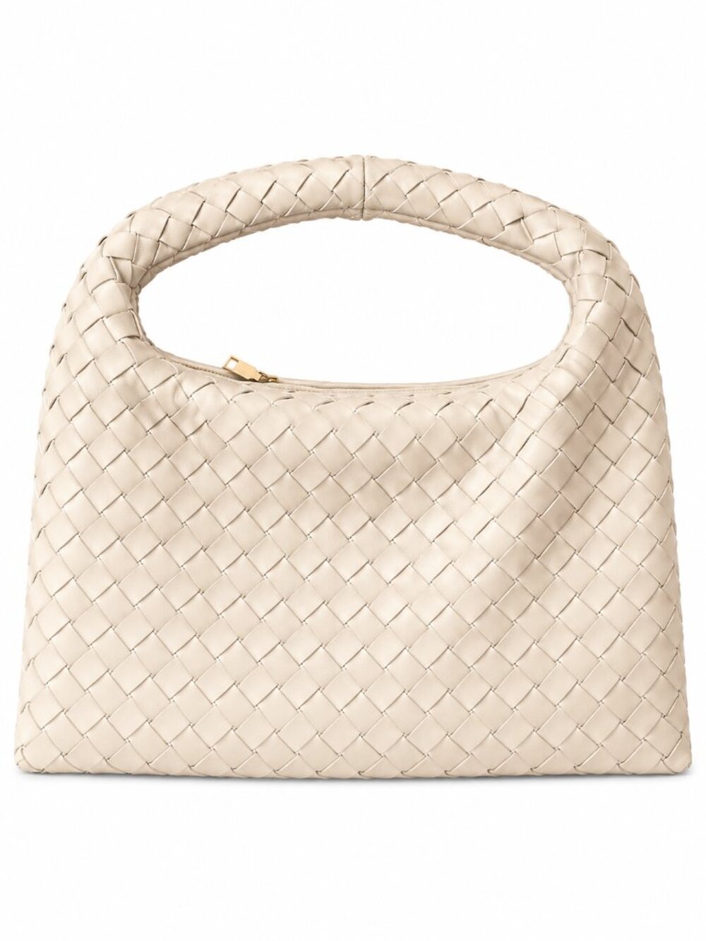 Nico & Olive Oatmilk Woven Leather Hobo Bag Large Slouchy Shoulder Purse Boho